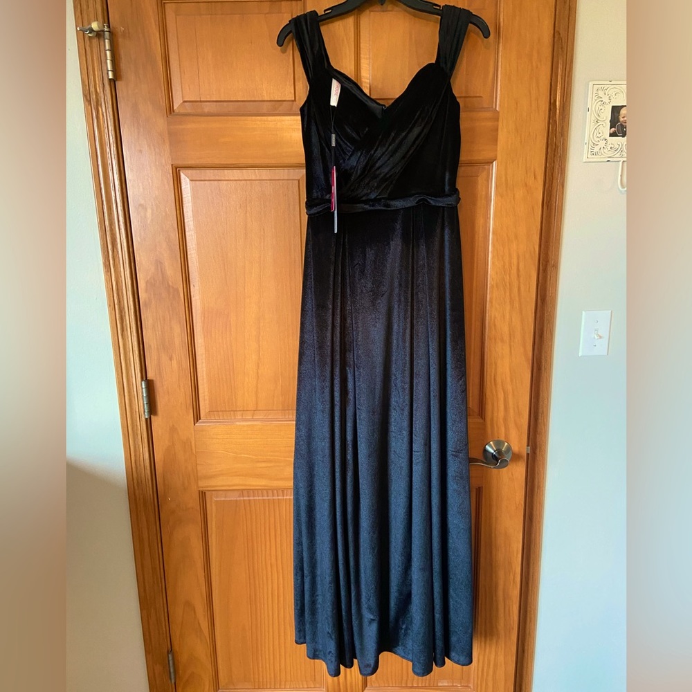 Black velvet formal dress